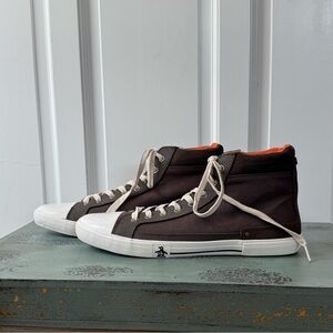 Penguin High-Top Canvas Sneakers in Brown and White - Men's Sz 10.5